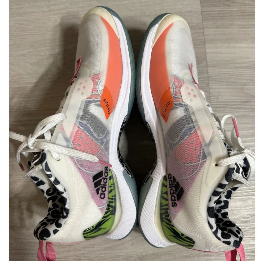 Adidas Womens Avacourt Tennis Pickleball Shoes White Leopard Womens 7.5